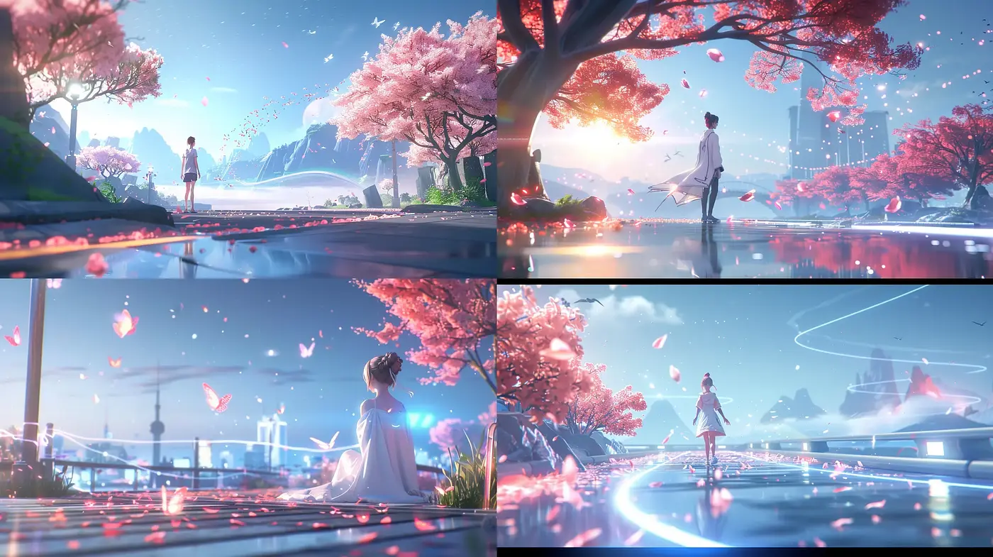 Ethereal Cherry Blossom Dreamscape in Pastel - Midjourney sref style