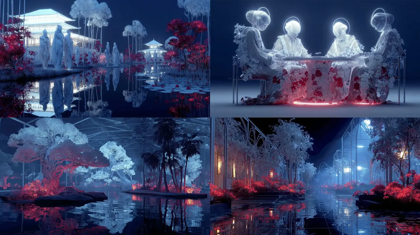 Ethereal Serenity with a Blend of Futuristic and Romantic Elements - Midjourney sref style