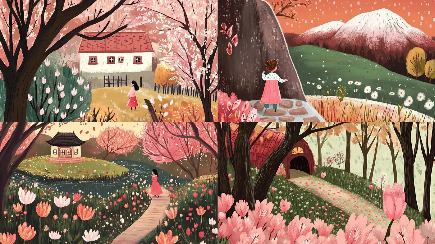 Pastoral Symphony in Pink: An Idyllic Whimsy - Midjourney sref style