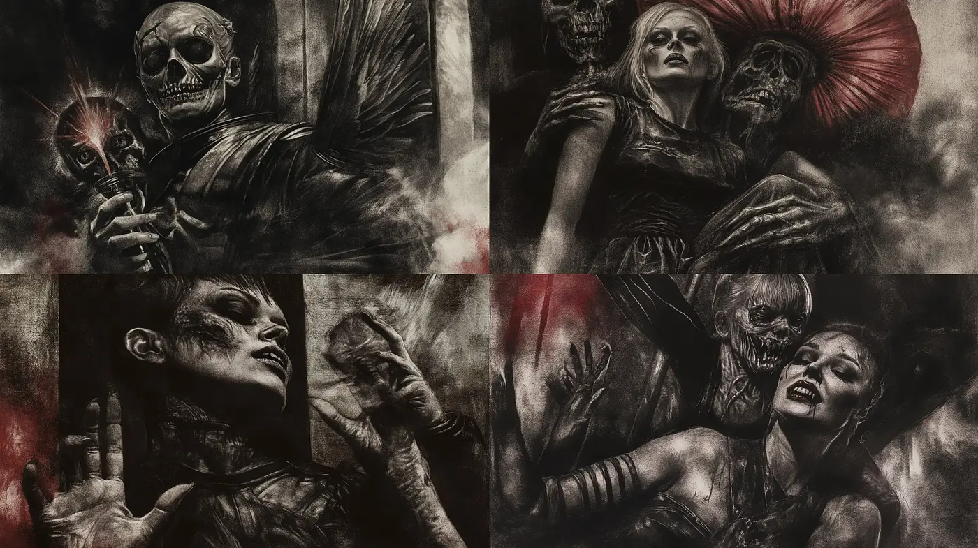 Gothic Elegance in Monochromatic Tableau - Midjourney sref style