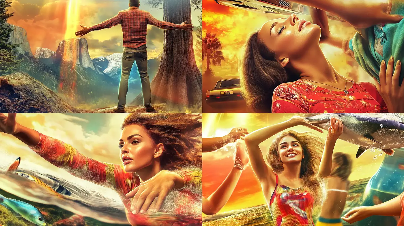 Radiant Escapism: A Vibrant Fusion of Photorealism and Expressive Textures - Midjourney sref style
