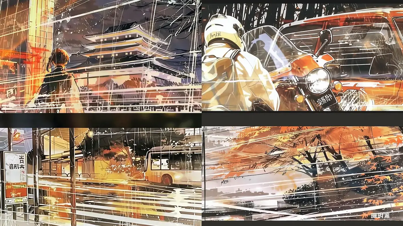 Dynamic Urban Scenes with Artistic Brushstrokes and Vibrant Contrasts - Midjourney sref style
