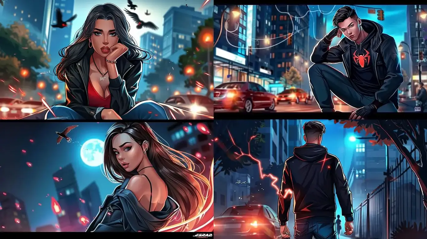 Dynamic Urban Digital Art with a Celestial Touch - Midjourney sref style