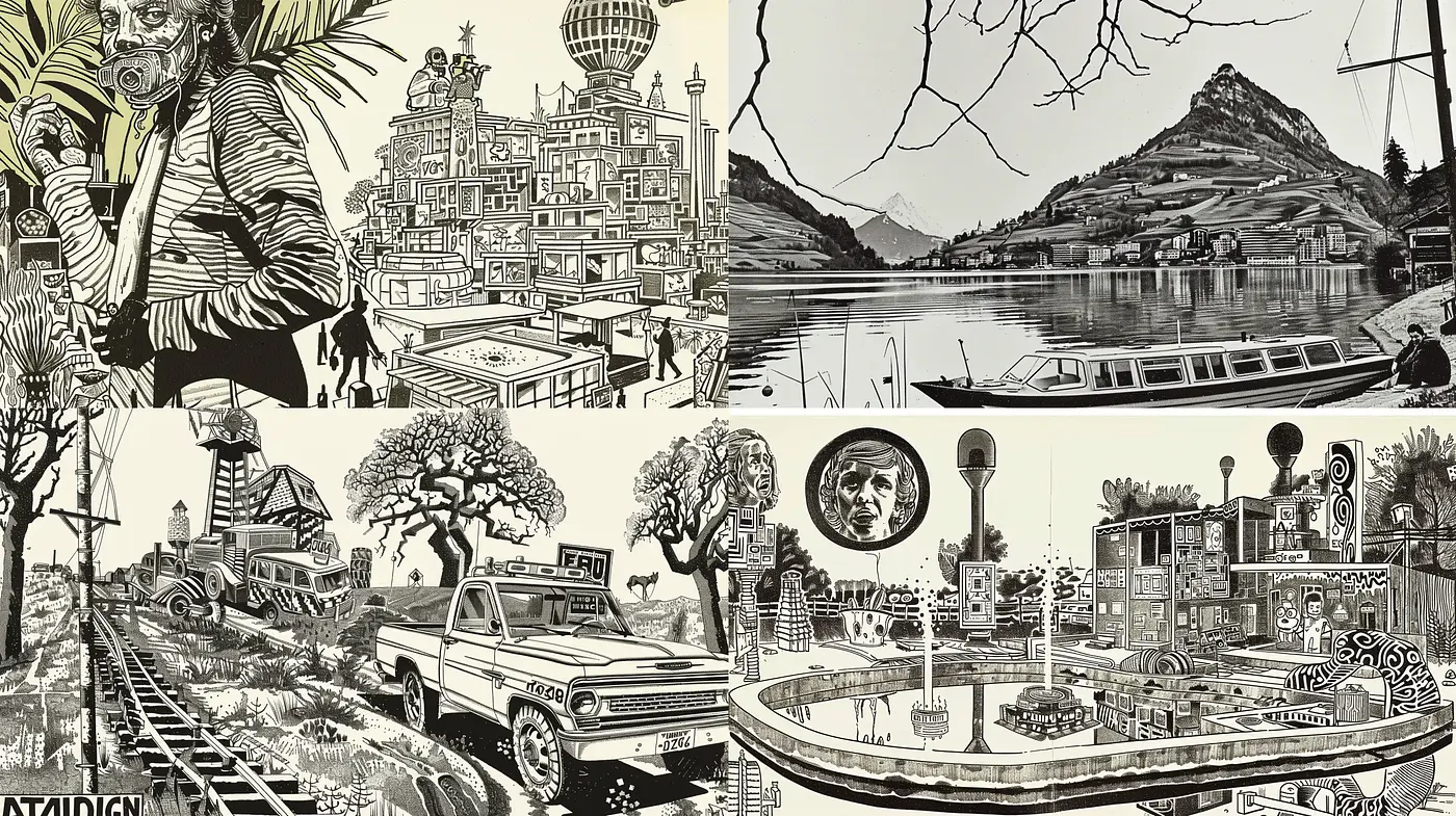 Monochrome Narratives: A Journey Through Stylized Graphic Vignettes - Midjourney sref style