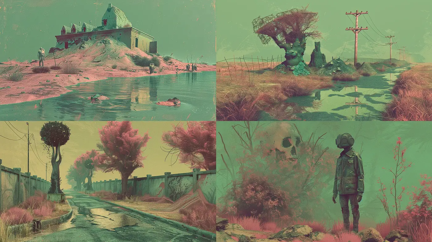 Ethereal Desolation in a Surreal Landscape - Midjourney sref style