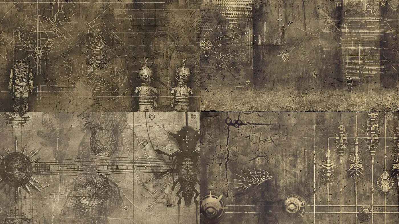 Steampunk Cartography: An Exploration in Sepia and Schematic Aesthetics - Midjourney sref style