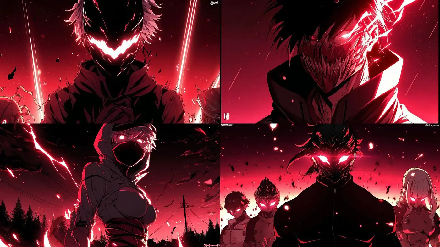 Dynamic and Intense Anime-influenced Visuals with a Dark Aesthetic - Midjourney sref style