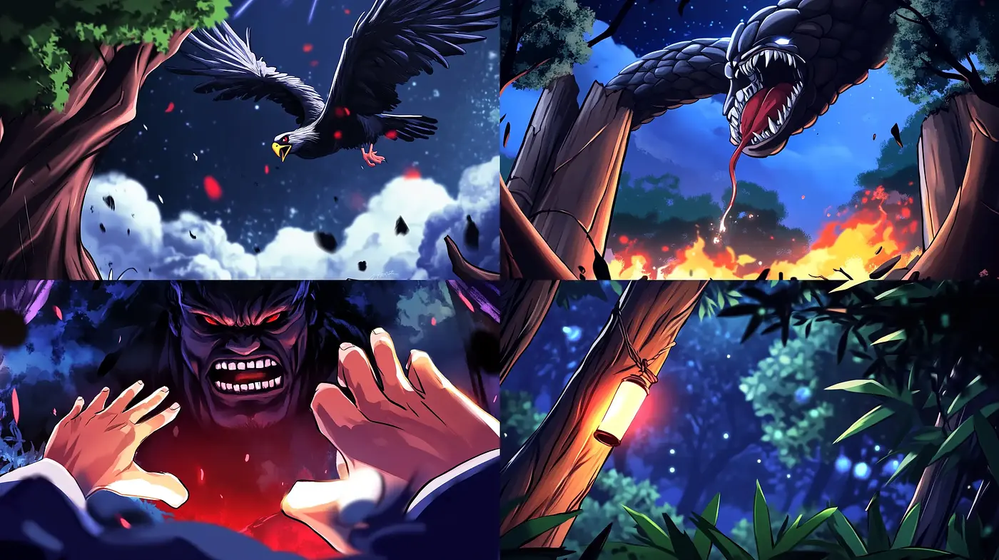 Dynamic Nocturnal Vibrance: An Exploration of Intense Hues and Anime-inspired Action - Midjourney sref style