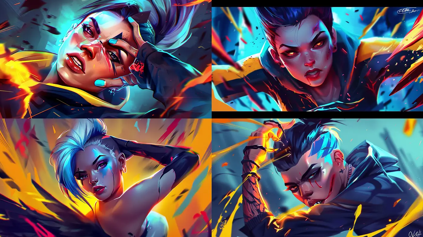 Dynamic Neon Blaze: The Lively Fusion of Urban Cyberpunk Aesthetics - Midjourney sref style