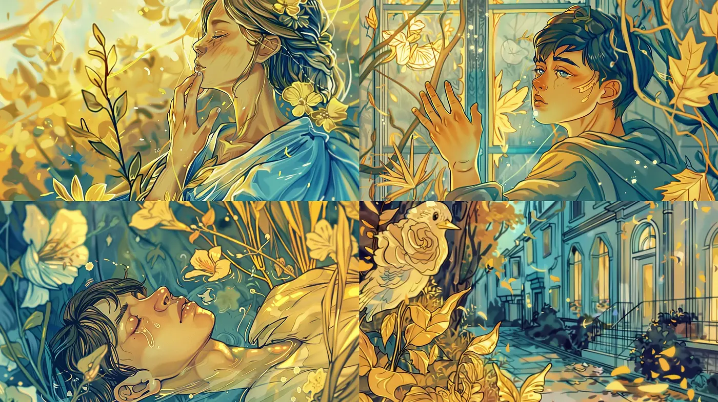 Golden Hues and Ethereal Moods: An Artistic Intersection of Luminosity and Dreamlike Imagery - Midjourney sref style