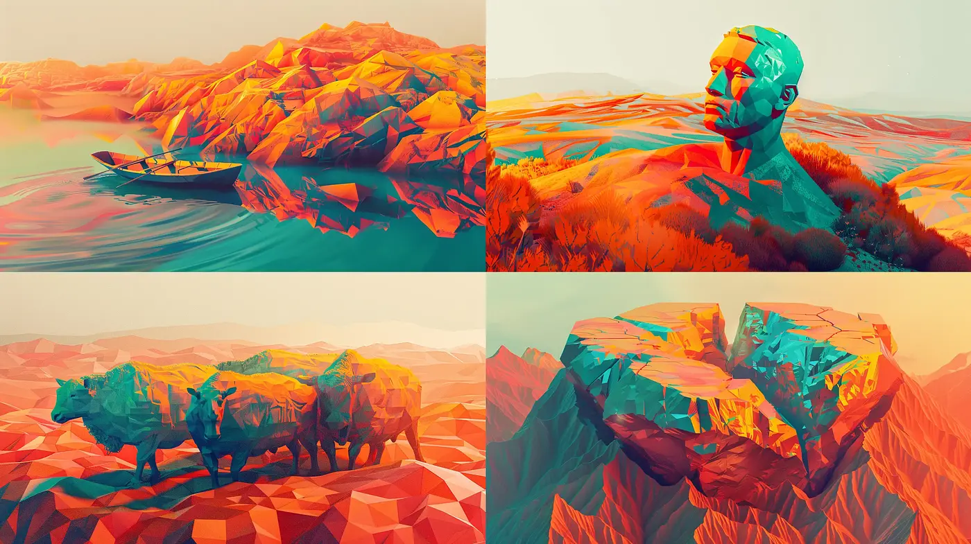 Vibrant Geometric Synthesis of Nature and Culture - Midjourney sref style