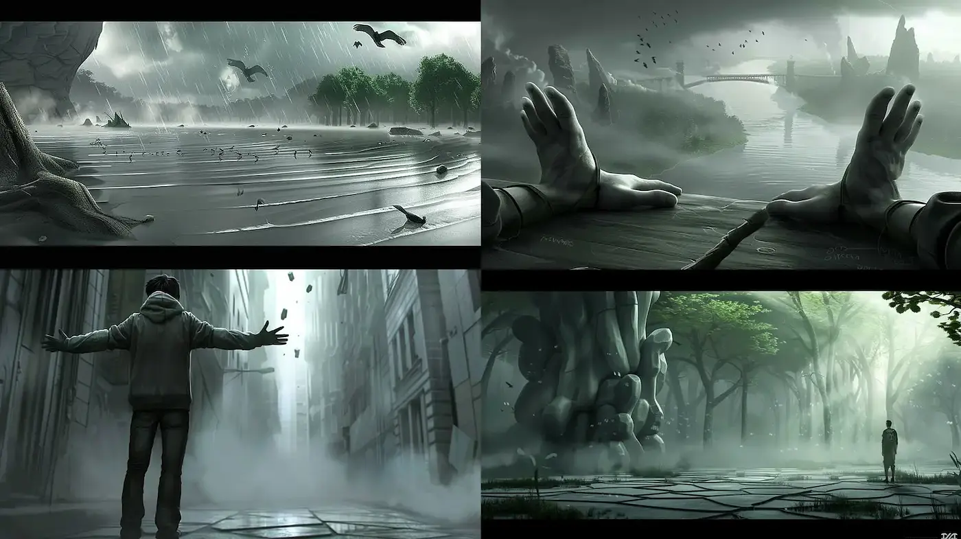Ethereal Surrealism with a Misty, Contemplative Atmosphere - Midjourney sref style