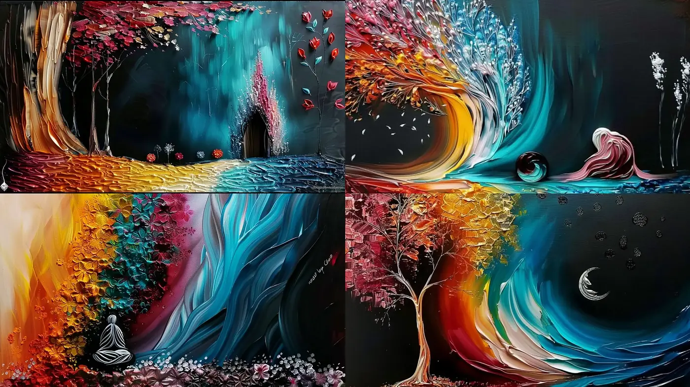 Vibrant Essence of Nature's Cyclic Dance - Midjourney sref style