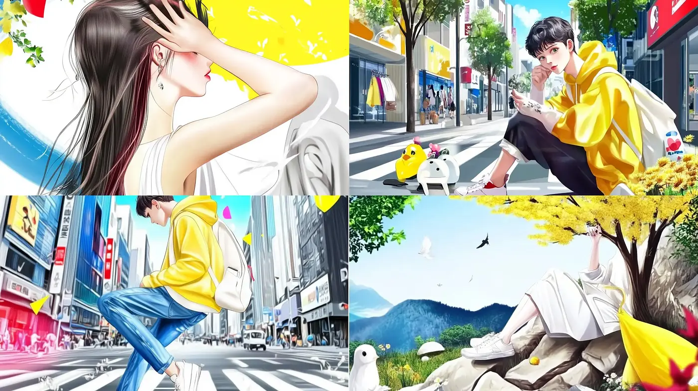 Vibrant Urban Anime-Inspired Tableaux with a Sunlit Palette - Midjourney sref style