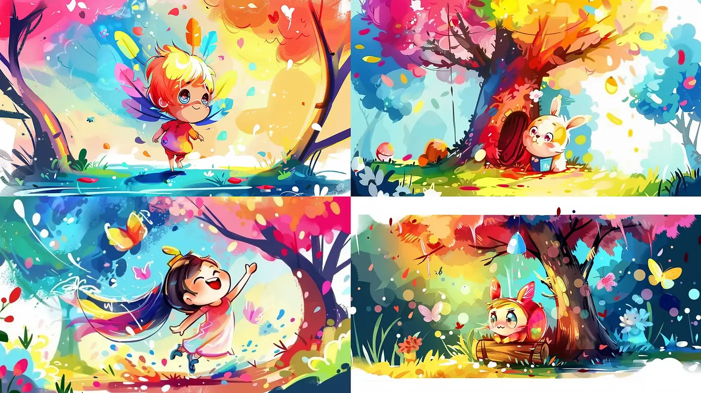 Whimsical Fantasy Watercolor Interpretations of Enchanted Forest Scenes - Midjourney sref style