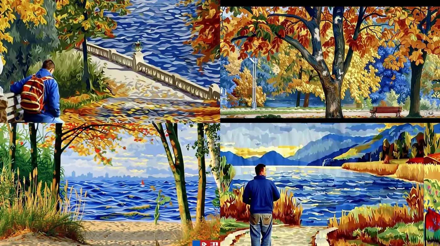 Vibrant Autumn Landscapes with Impressionistic Techniques - Midjourney sref style