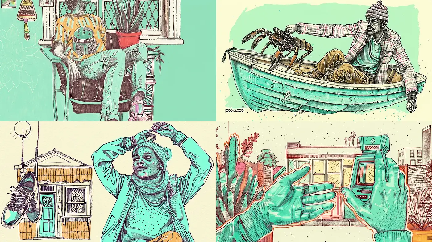 Stylized Illustrations with a Quirky, Retro Aesthetic - Midjourney sref style