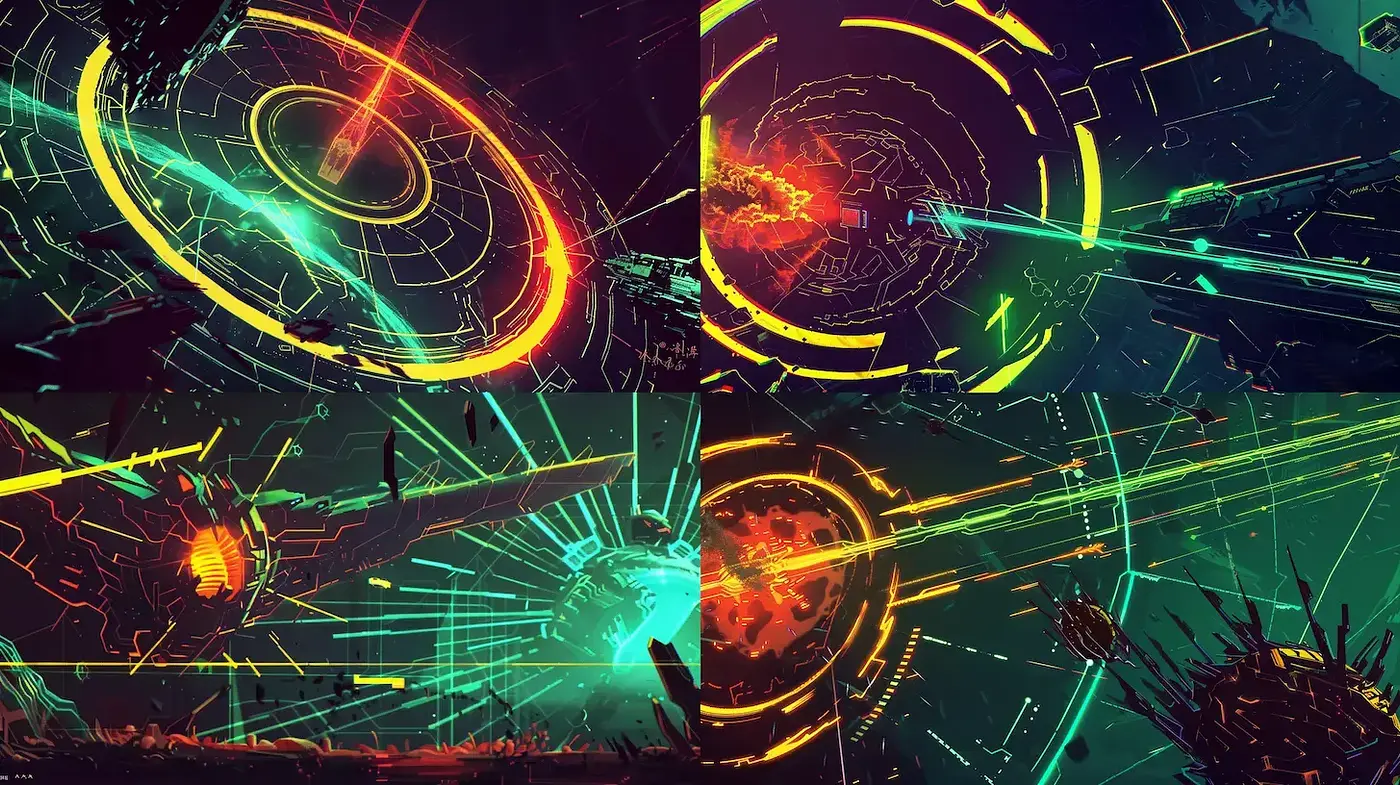 Futuristic and Dynamic Intergalactic Aesthetics with Vibrant Visuals - Midjourney sref style