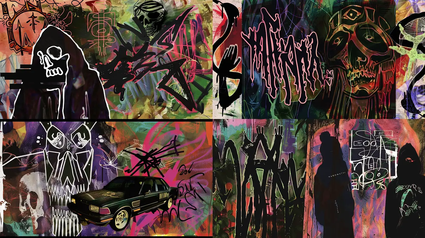 Graffiti Essence with Surrealist Undertones - Midjourney sref style
