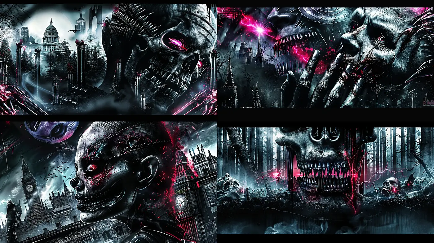 Cybernetic Horror Synthesis: A Dark and Sinister Fusion - Midjourney sref style
