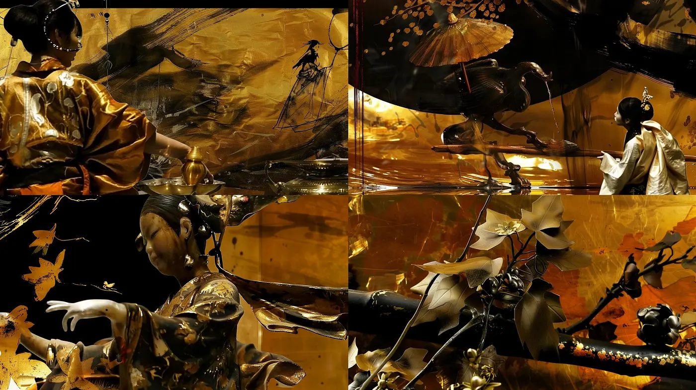 Gilded Elegance: A Fusion of Baroque Opulence and Modern Abstraction - Midjourney sref style