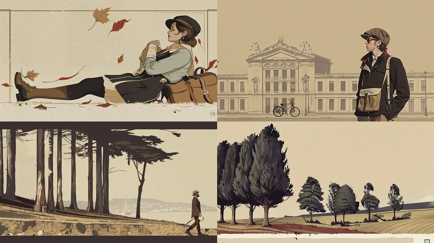 Sepia Toned Storybook Illustration Style with Consistent Vintage Mood - Midjourney sref style