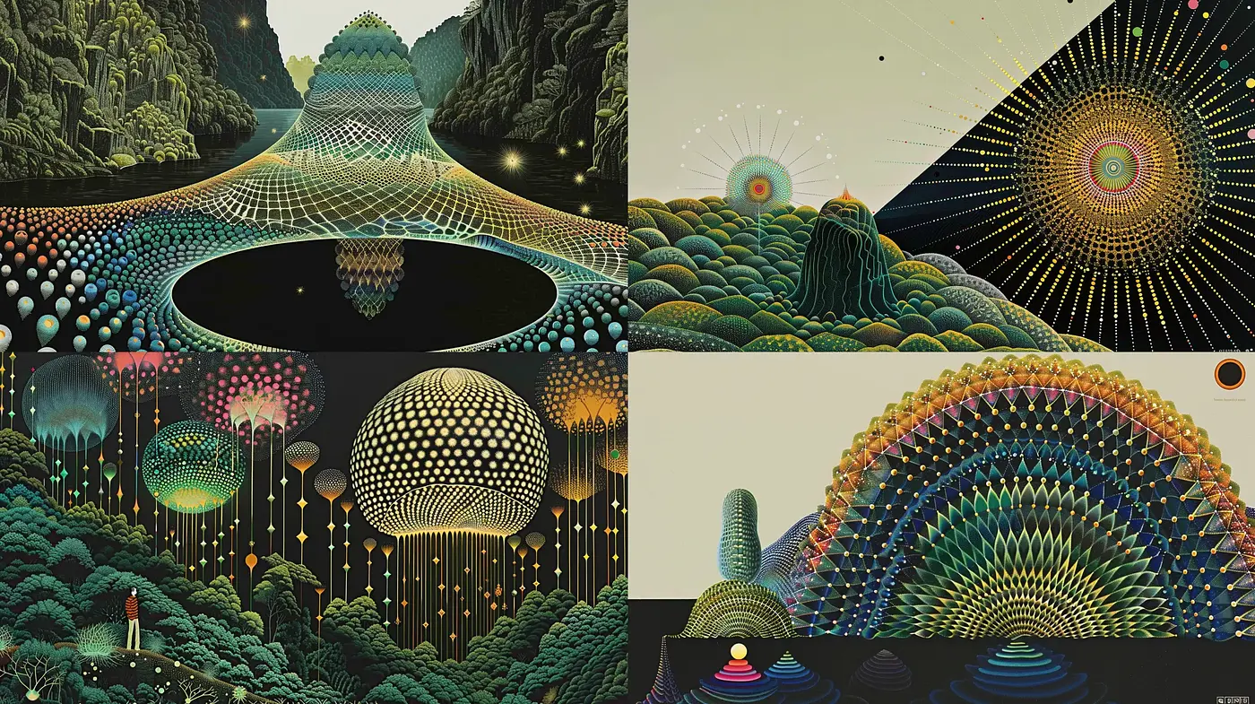 Psychedelic Dreamscape Fusion - Midjourney sref style