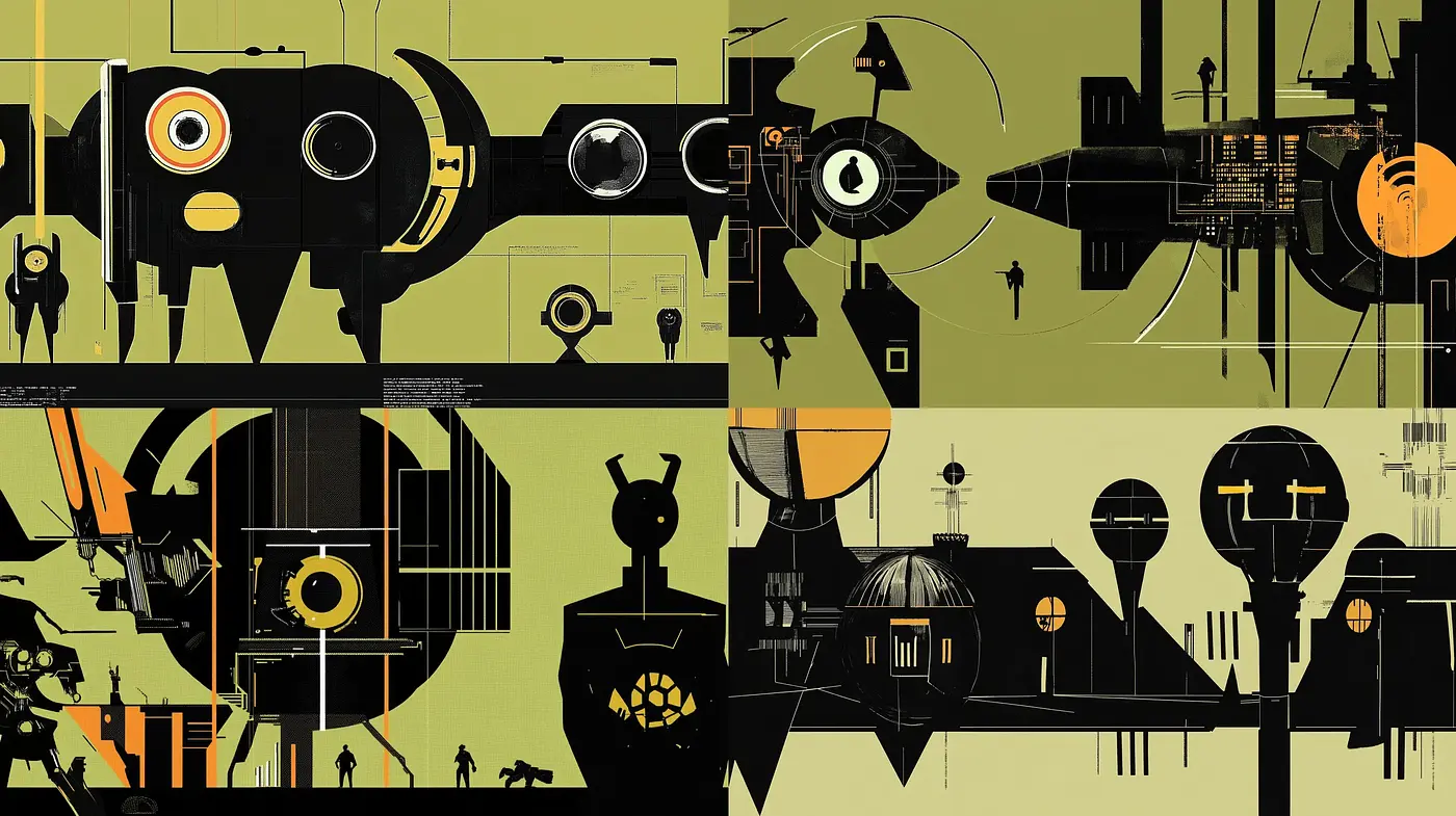 Futuristic Mechanized Elegance with Retro-Futurist Overtones - Midjourney sref style