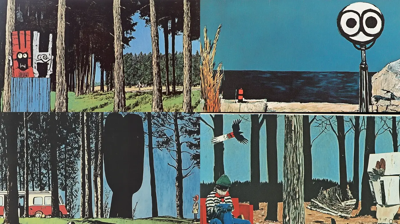 Contemplative Surrealism in a Modern Graphic Novel Aesthetic - Midjourney sref style