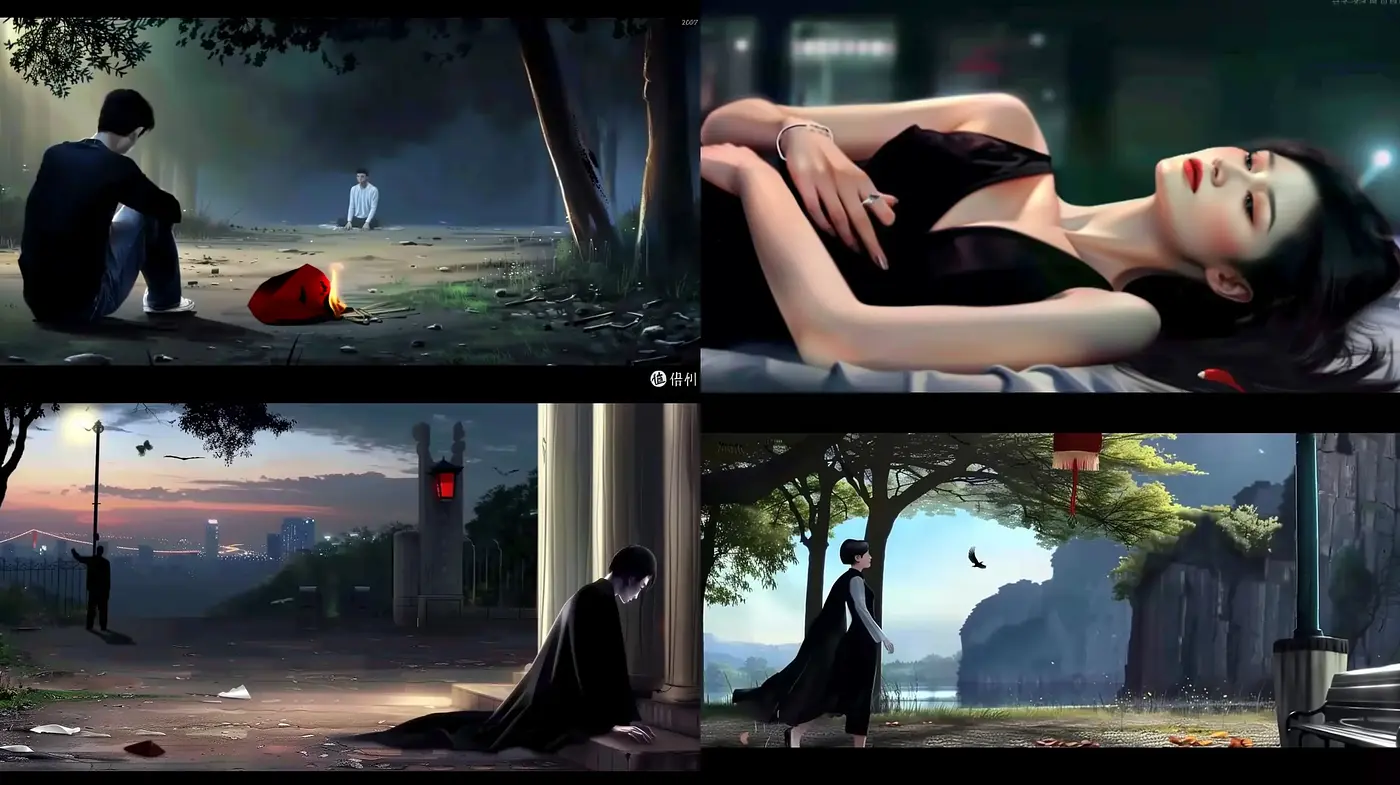 Melancholic Twilight: Evocative Scenes of Solitary Reflection - Midjourney sref style