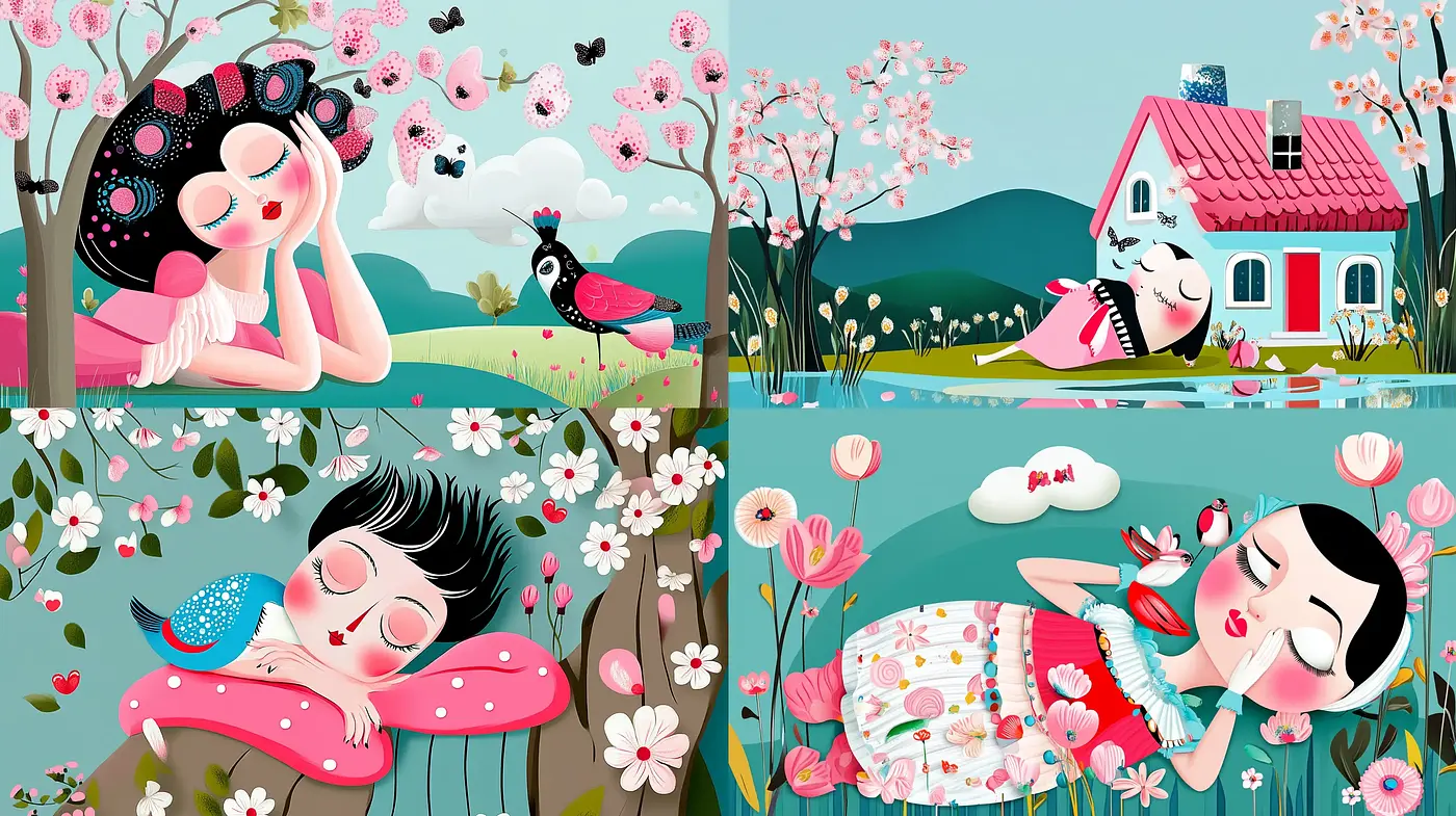 Enchanting Blossom Dreamscape in Stylized Whimsy - Midjourney sref style