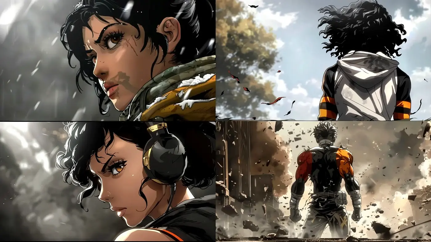 Dynamic Anime-Inspired Illustrative Art Style with an Intense Palette - Midjourney sref style
