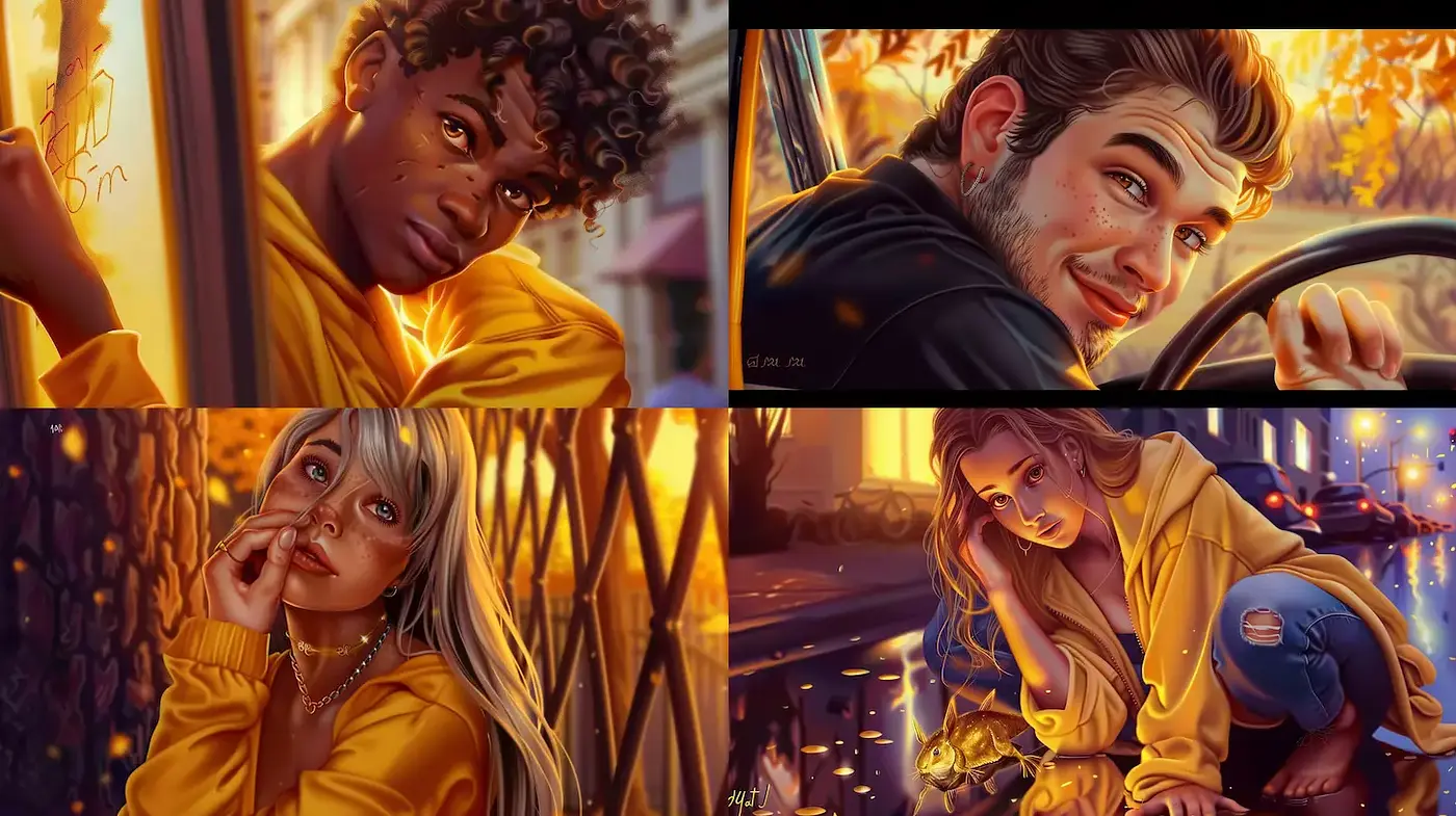 Warm and Inviting Urban Portraits with a Vibrant Glow - Midjourney sref style