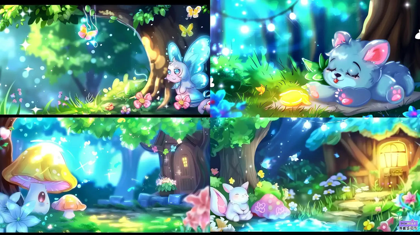 Enchanting Storybook Harmony: A Fusion of Luminous Dreamscapes and Whimsical Characters - Midjourney sref style