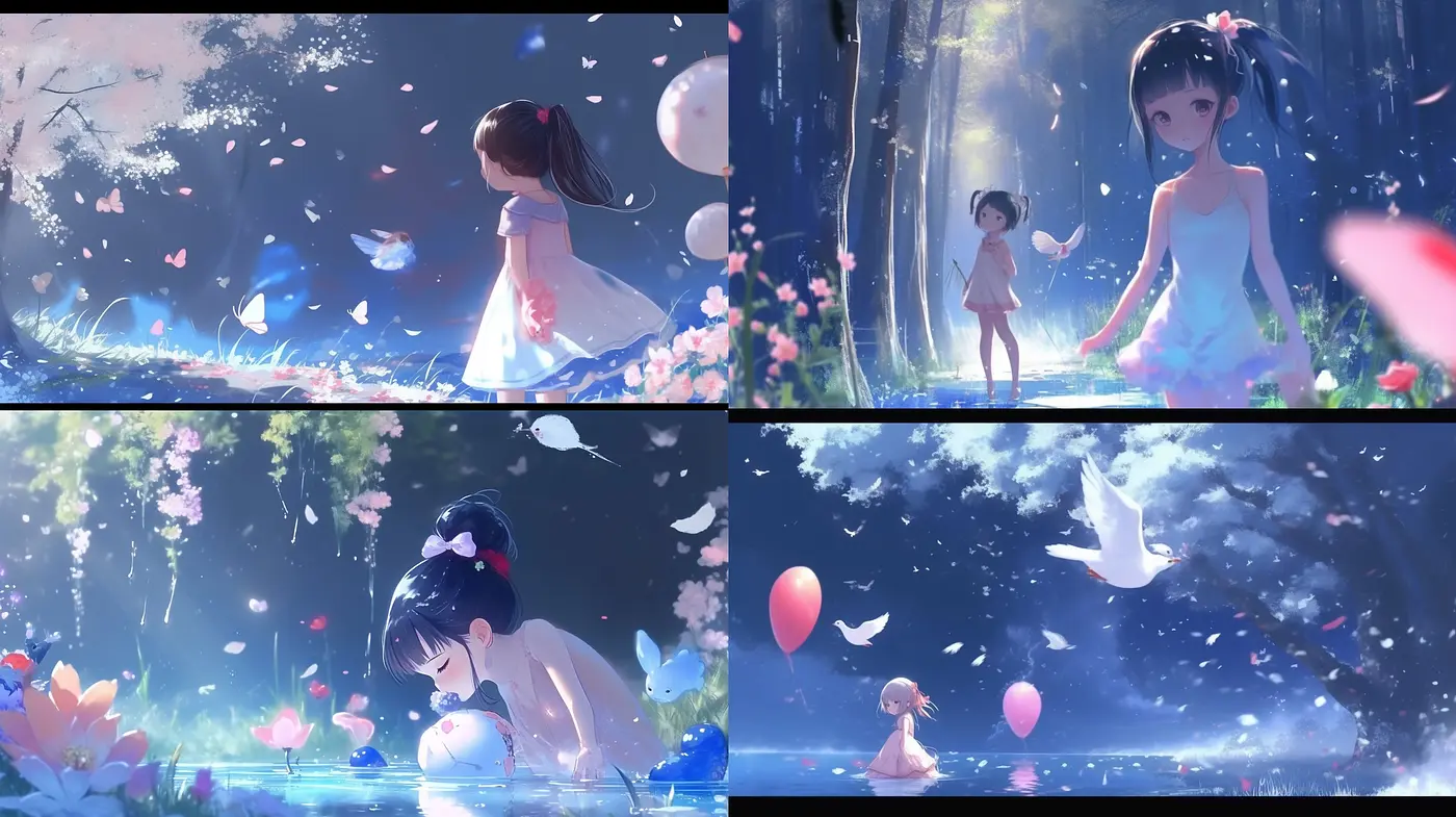 Ethereal Dreamscape: A Whimsical Anime-Inspired Style with Pastel Hues and a Serene Mood - Midjourney sref style