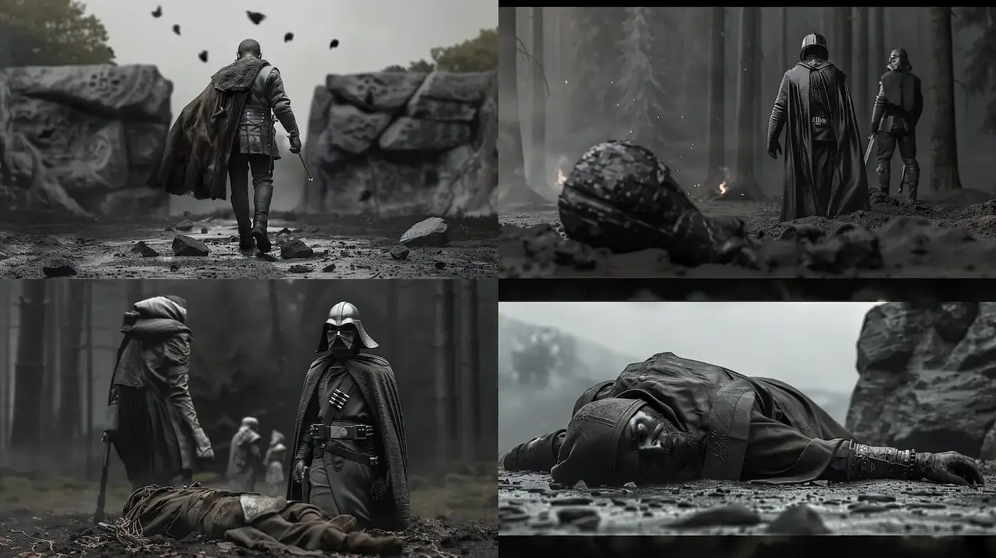 Dark and Atmospheric Fantasy Render with Cinematic Influences - Midjourney sref style