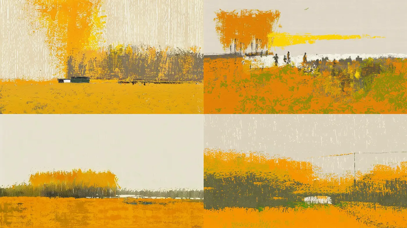 Amber Horizons: Expressionist Evocations in Textured Hues - Midjourney sref style