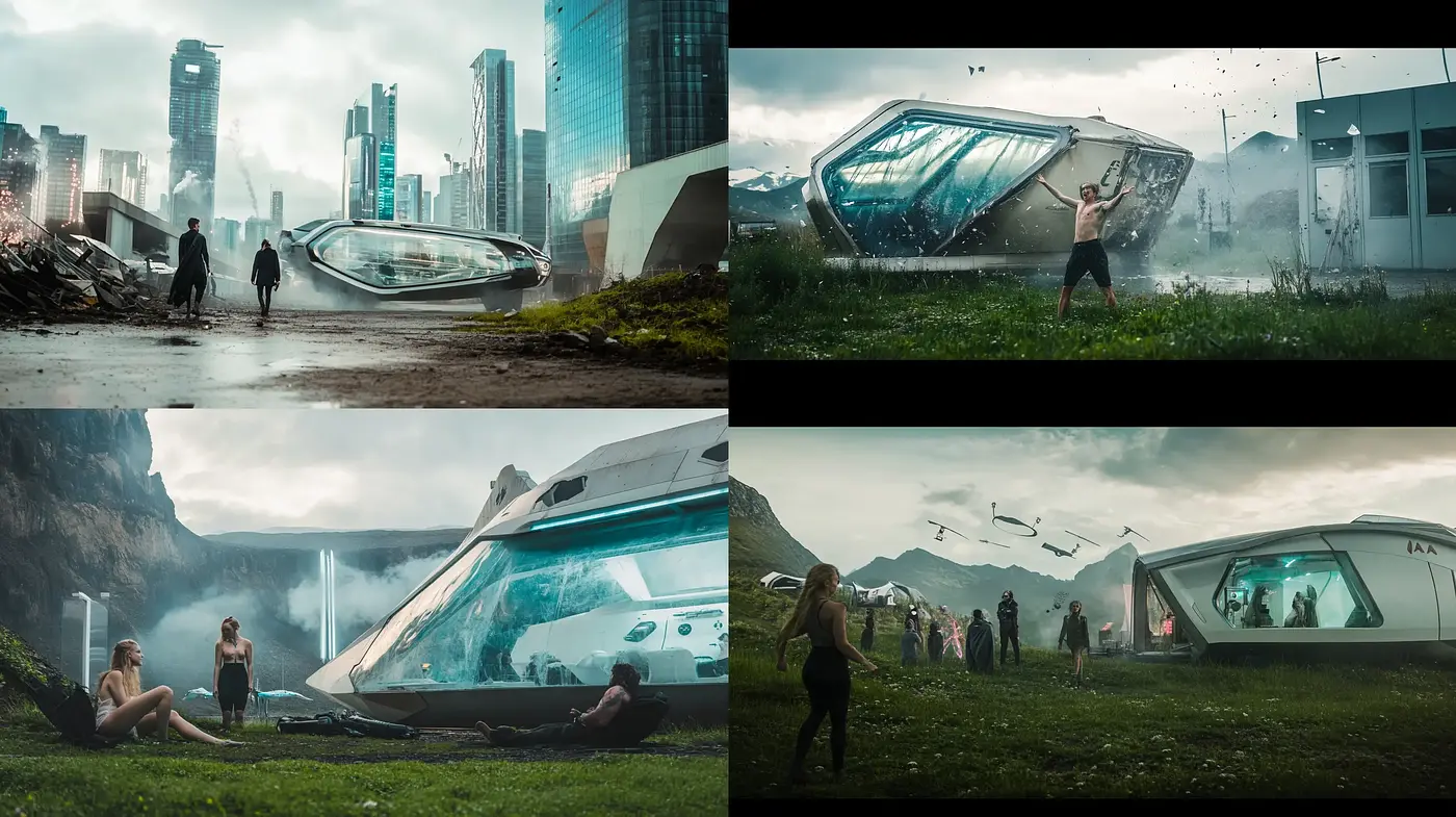 Futuristic Dystopian Cinematic Visuals with a Realist Tinge - Midjourney sref style