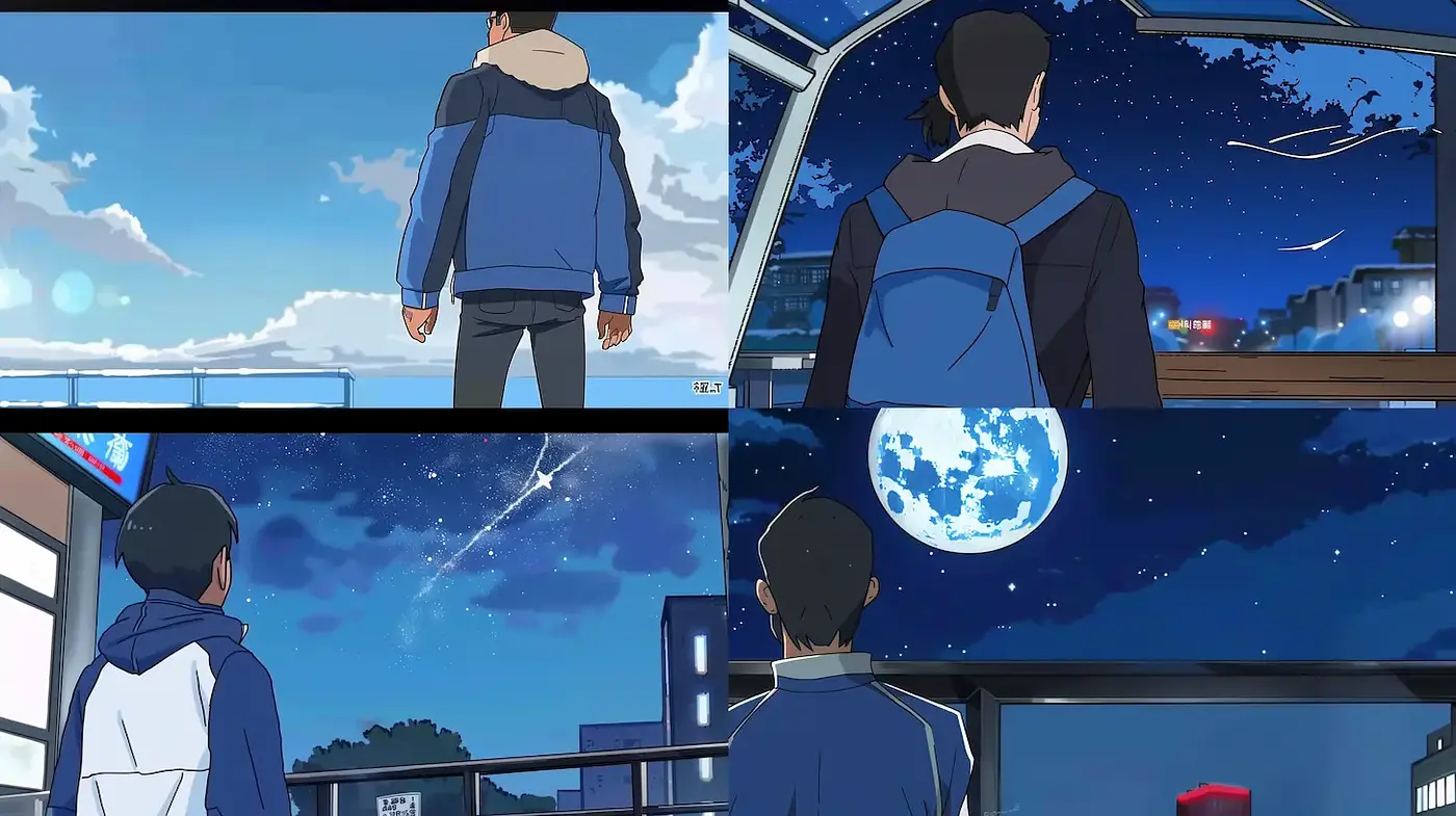 Contemporary anime-influenced urban landscape art with emotional undertone - Midjourney sref style