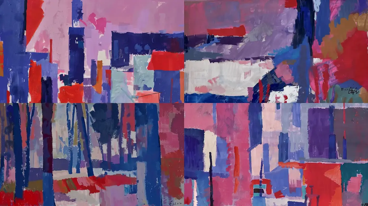 Bold Abstract Expression with Textural Layers and Vivid Color Play - Midjourney sref style