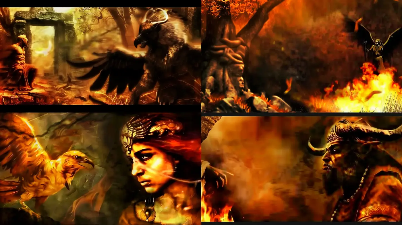 Ethereal Ember Dreamscape: A Fusion of Mythical Warmth and Fantasy - Midjourney sref style