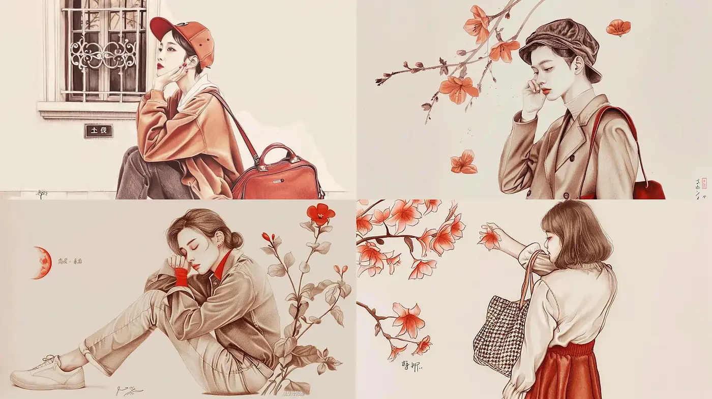 Elegant and Subtle Illustrations with a Harmonious Palette - Midjourney sref style