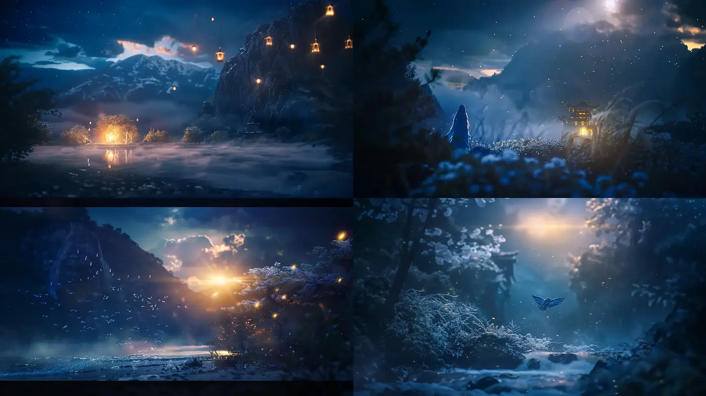 Ethereal Twilight Reverie: A Consistent Dreamscape Across Varied Vistas - Midjourney sref style