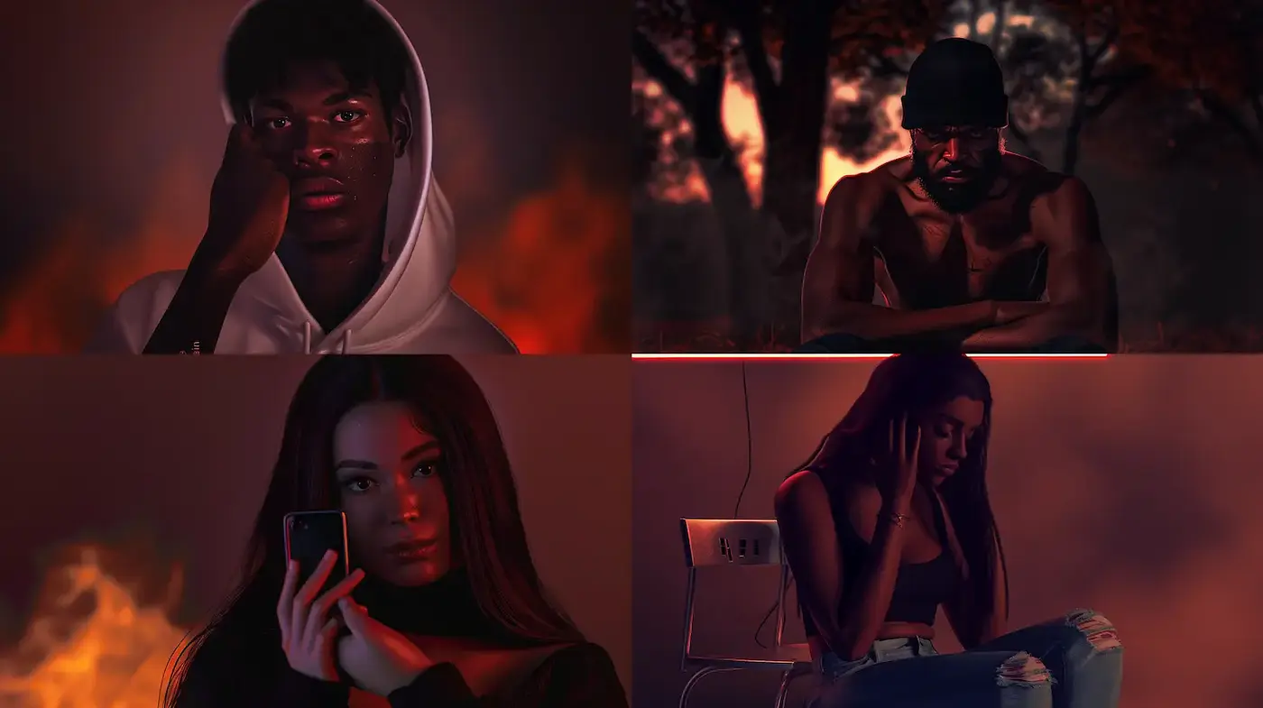 Intense Emotional Portraits with a Moody Atmosphere - Midjourney sref style