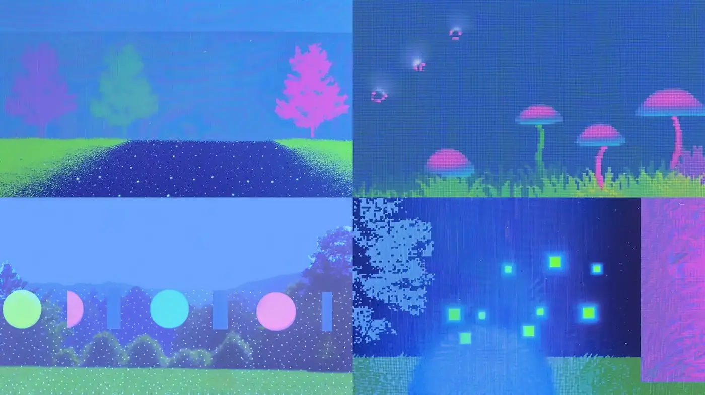 Futuristic and Dreamlike Landscapes with Neon Accents - Midjourney sref style