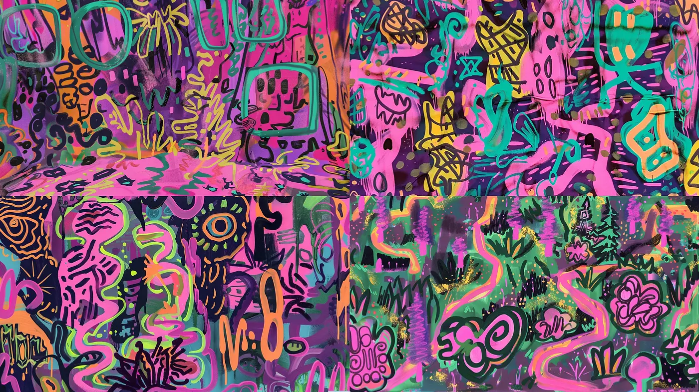 Synesthetic Rhapsody: A Fusion of Abstract Expressionism and Graffiti Art - Midjourney sref style