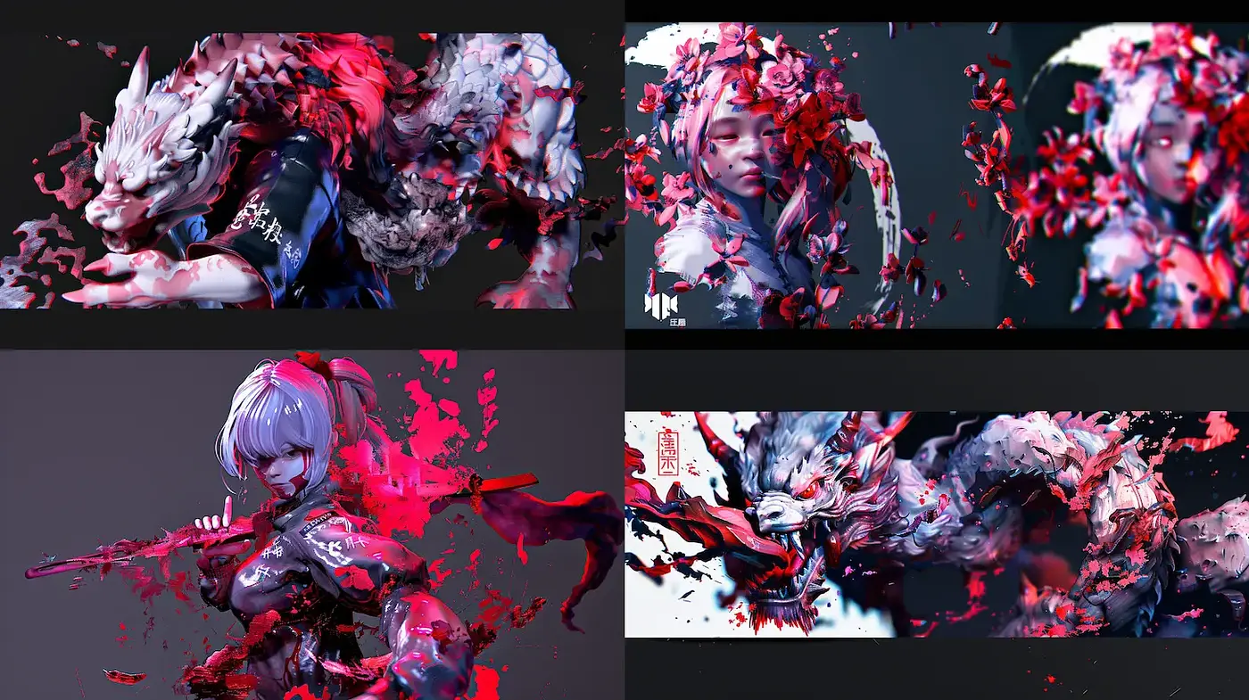 Dynamic and expressive fusion of contemporary digital art - Midjourney sref style