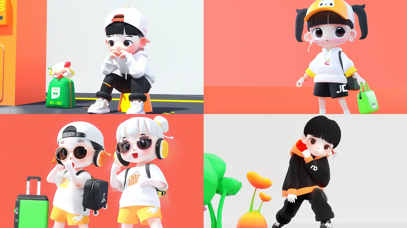 Modern Kawaii Style with a Bold Chromatic Palette - Midjourney sref style