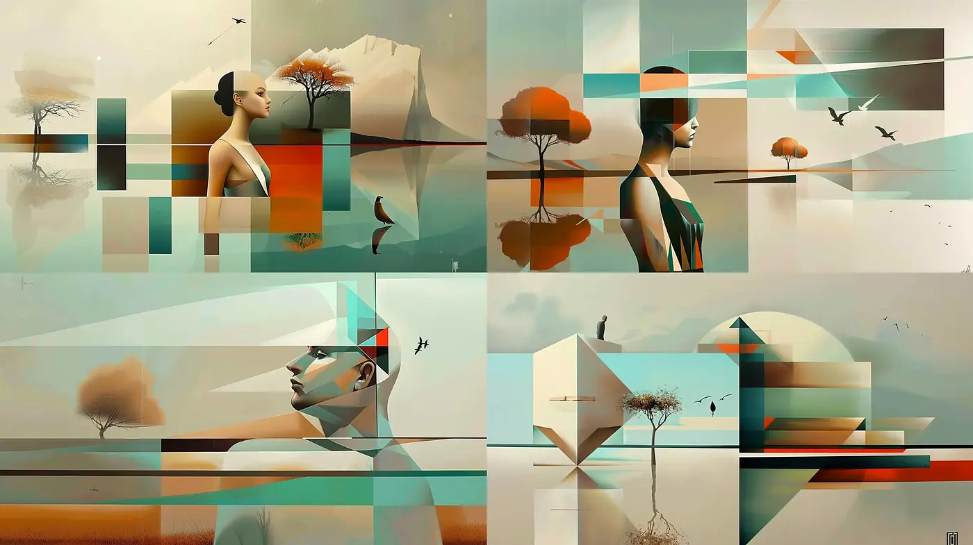 Tranquil Horizons: A Study in Serene Geometric Surrealism - Midjourney sref style