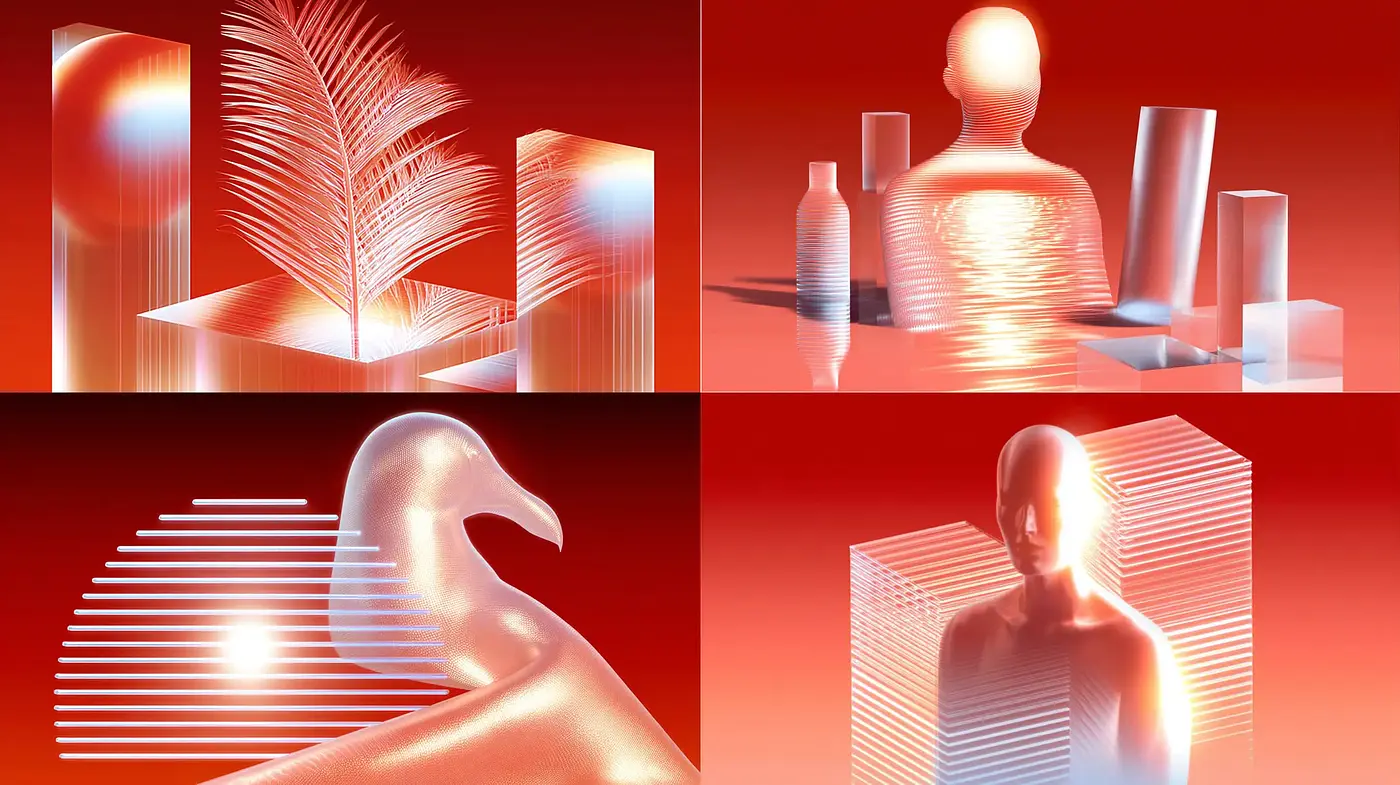 Translucent and Futuristic Abstractions with Fluid Shapes - Midjourney sref style